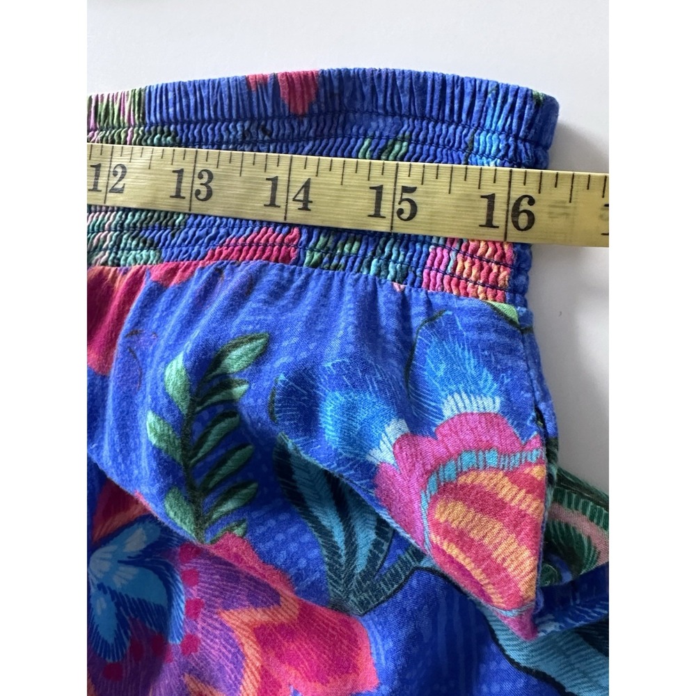 Johnny Was Rumba Tiered Pants L Blue Floral Rayon Palazzo Wide Leg Boho Resort - Picture 12 of 16